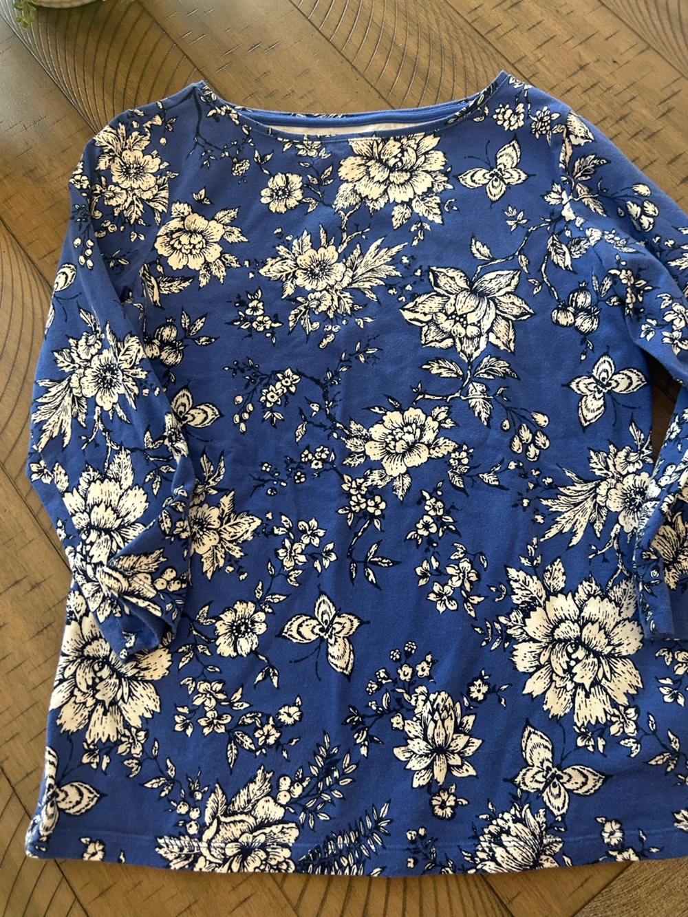 Talbots Blue Floral Long-Sleeve Top